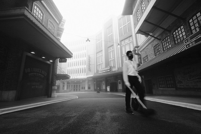 A man in a foggy day